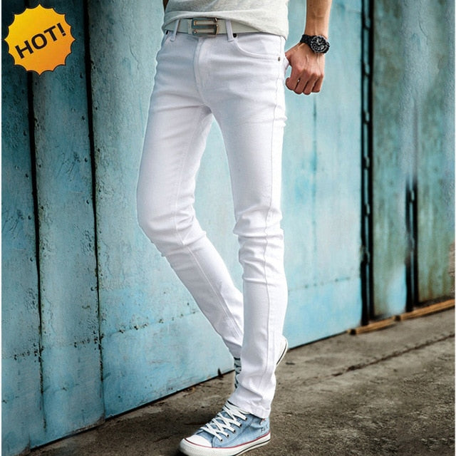 DOSIM High Quality 2019 Fashion Slim Male White Jeans Men's trousers Mens Casual Pants Skinny Pencil Pants Boys Hip Hop pantalon homme