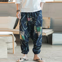 Load image into Gallery viewer, DOSIM New Hip Hop Aladdin Hmong Baggy Cotton Linen Harem Pants Men Women Plus Size Wide Leg Trousers New Boho Casual Pants Cross-pants
