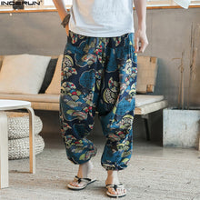 Load image into Gallery viewer, DOSIM New Hip Hop Aladdin Hmong Baggy Cotton Linen Harem Pants Men Women Plus Size Wide Leg Trousers New Boho Casual Pants Cross-pants