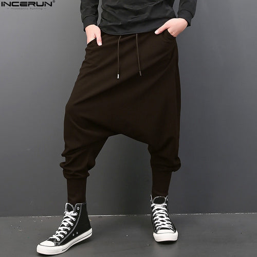 DOSIM Big Drop Crotch Men Hiphop Pants Baggy Harem Men Trousers Elastic Waist Joggers Sweatpants Dancing Pants 5XL Plus Size