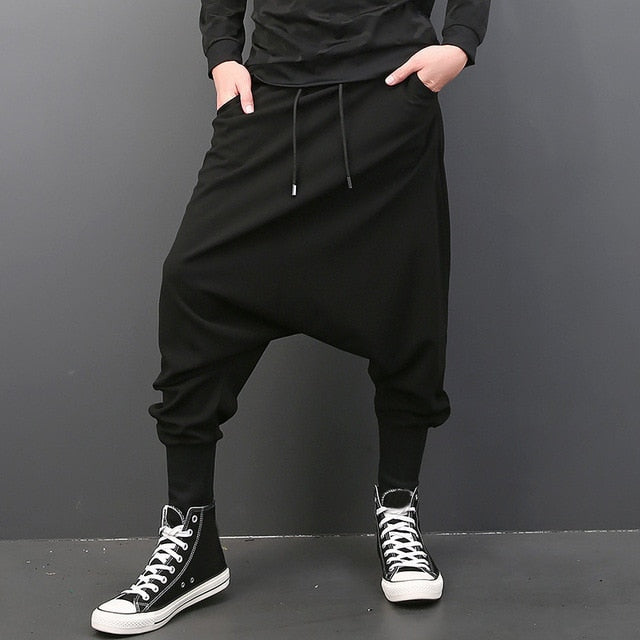 DOSIM Big Drop Crotch Men Hiphop Pants Baggy Harem Men Trousers Elastic Waist Joggers Sweatpants Dancing Pants 5XL Plus Size