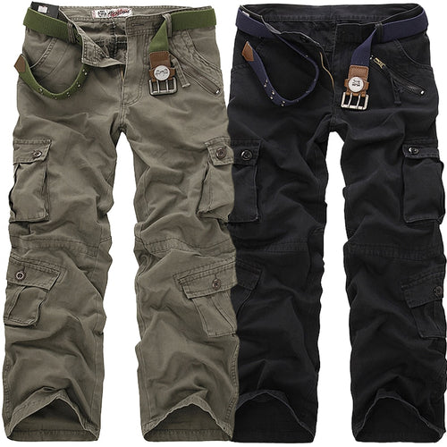DOSIM 2019 High Quality Men's Cargo Pants Casual Loose Multi Pocket Military Pants Long Trousers for Men Camo Joggers Plus Size 28-40