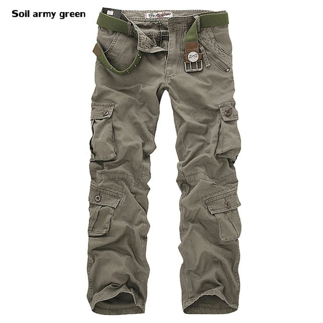 DOSIM 2019 High Quality Men's Cargo Pants Casual Loose Multi Pocket Military Pants Long Trousers for Men Camo Joggers Plus Size 28-40