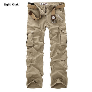 DOSIM 2019 High Quality Men's Cargo Pants Casual Loose Multi Pocket Military Pants Long Trousers for Men Camo Joggers Plus Size 28-40