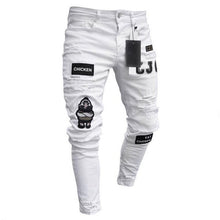 Load image into Gallery viewer, DOSIM Fear Of Gold Fashion Men Jeans Hip Hop Cool Streetwear Biker Patch Hole Ripped Skinny Jeans Slim Fit Mens Clothes Pencil Jeans