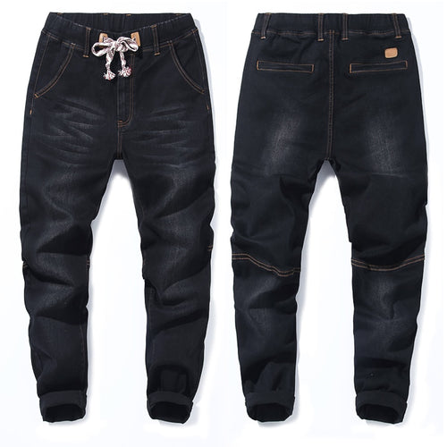 DOSIM Autumn New Men's Plus Size Jeans Fashion Casual Hip Hop Loose Denim Jeans Black Blue Trousers Harem Pants 5XL 6XL 7XL