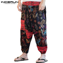 Load image into Gallery viewer, DOSIM 2019 Men Harem Pants Print Retro Drop Crotch Joggers Cotton Trousers Men Baggy Loose Nepal Style Men Casual Pants S-5XL
