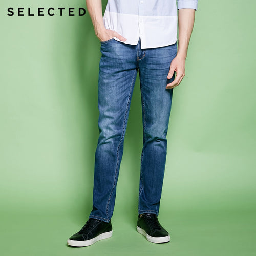 DOSIM Men's Cotton-blend Slight Stretch Whiskers Wash Effect Slim Fit Jeans C|418132525