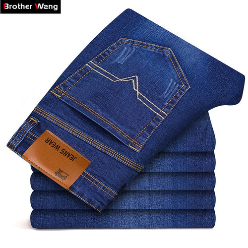 DOSIM Brother Wang Brand 2019 New Men's Slim Elastic Jeans Fashion Business Classic Style Skinny Jeans Denim Pants Trousers Male 102