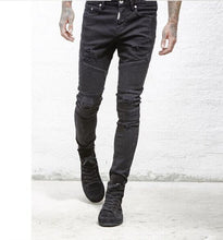 Load image into Gallery viewer, DOSIM Fashion Skinny Men Jean Slim Elastic Jean Homme Washed Ripped Mens Hip Hop Pants Jeans Blue Black Men&#39;s Denim Biker Jeans